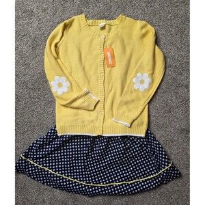 NWT Gymboree Daisy Sweater Skirt Set Size 10/12 Yellow Navy Spring Knit Cardigan